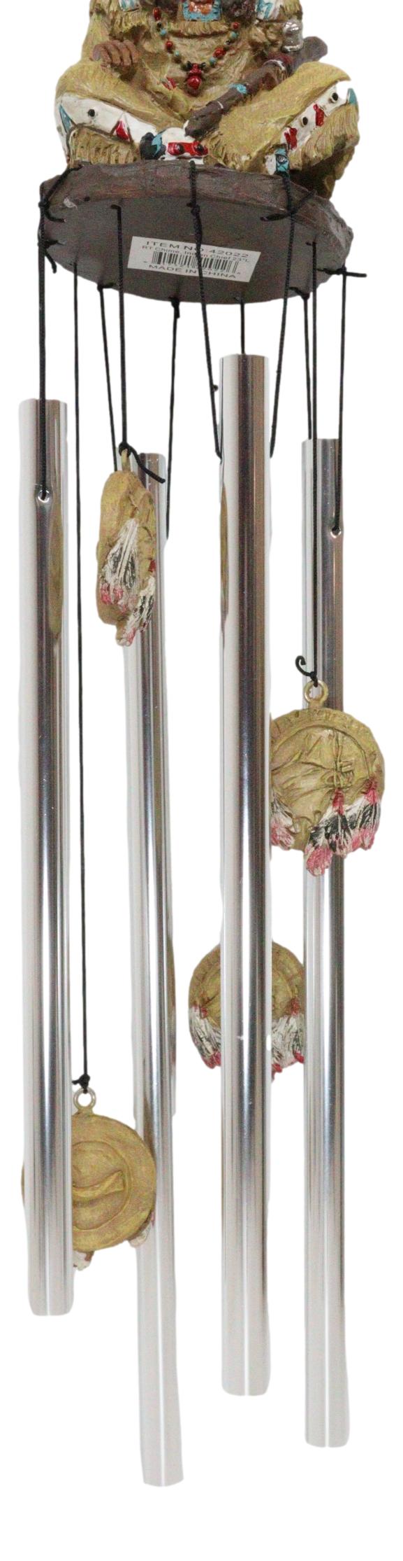 Western Indian Chief With Roach Headdress And Peace Pipe Decorative Wind Chime