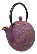 Spherical Purple With Gold Yarn Tetsubin Medium Cast Iron Teapot 28oz Tea Pot