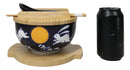 Yellow Moon White Rabbit Donburi Ramen Bowl With Lid Trivet Spoon Chopsticks Set