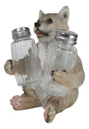 Full Moon Spice Lover Gray Wolf Pup Salt and Pepper Shakers Holder Figurine