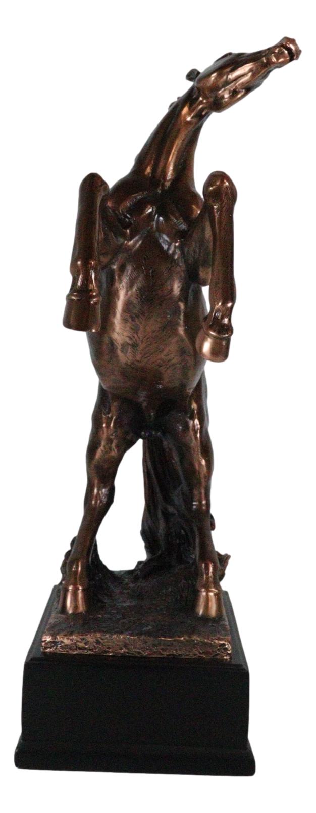 Large 20"H Western Black Beauty Prancing Horse Bronzed Resin Figurine With Base