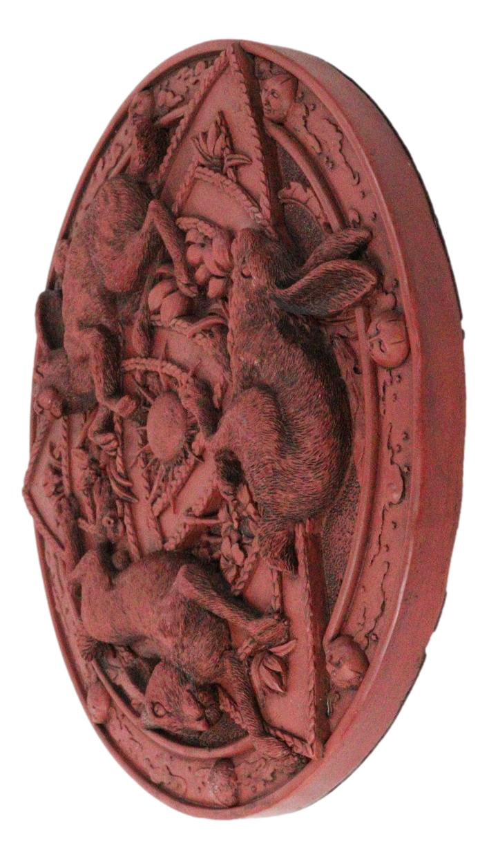 Wicca Sabbats Celtic Trinity Hares Wall Plaque Decor Faux Wooden Finish