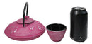 Magenta Ume Plum Floral Blossoms Tetsubin 27oz Cast Iron Tea Pot With 4 Cups Set