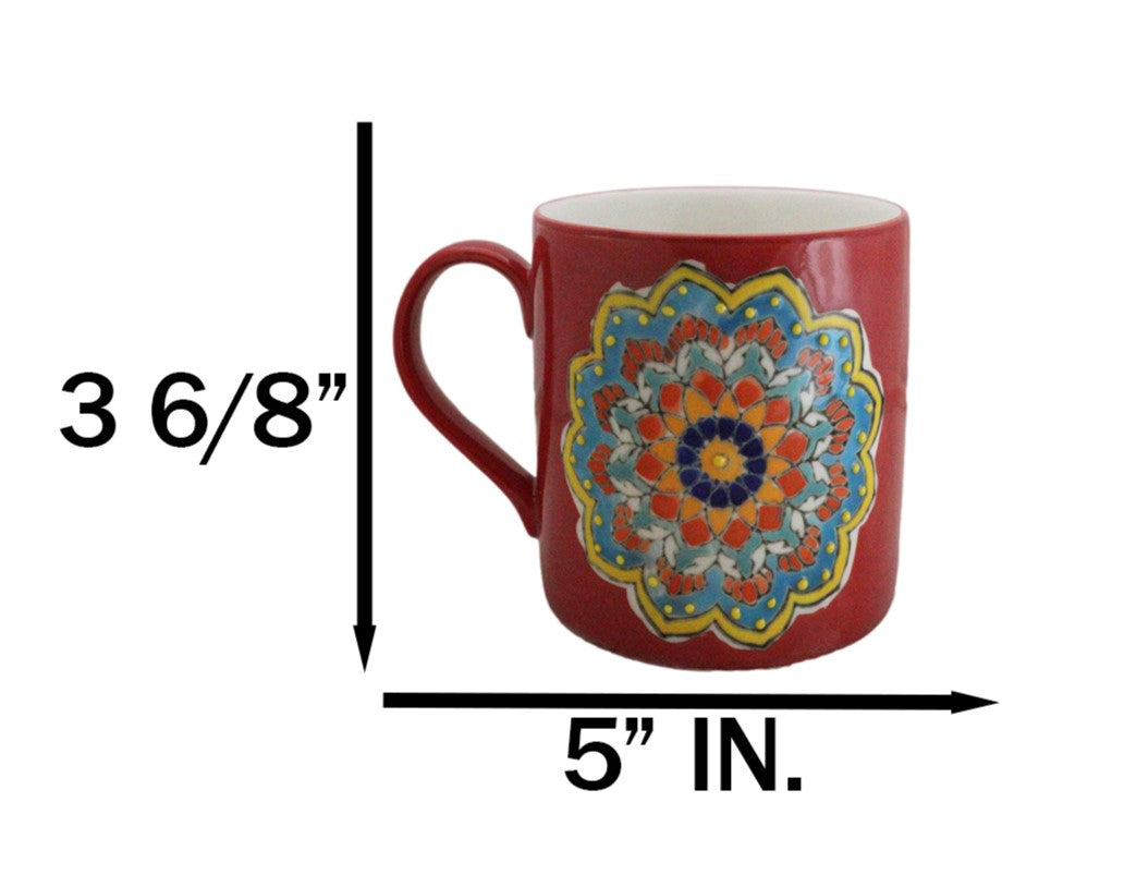Red Muladhara Root Chakra Zen Flower Of Life Mandala Circle Ceramic Mug Cup