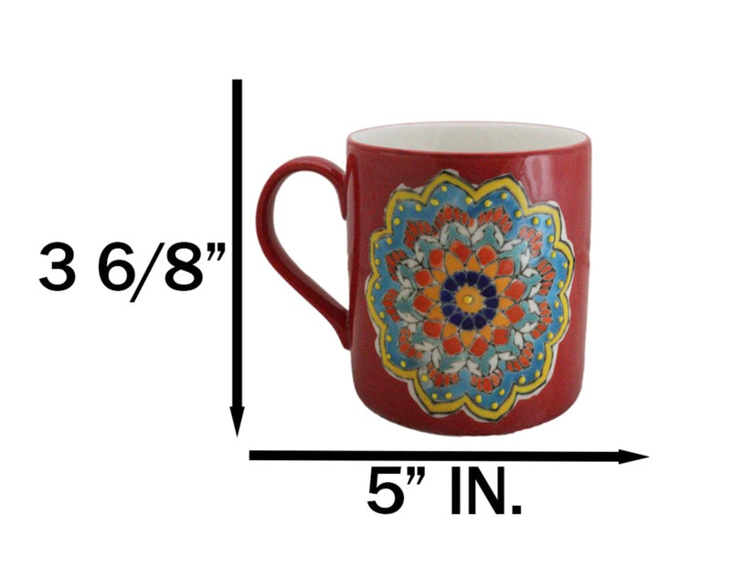 Red Muladhara Root Chakra Zen Flower Of Life Mandala Circle Ceramic Mug Cup