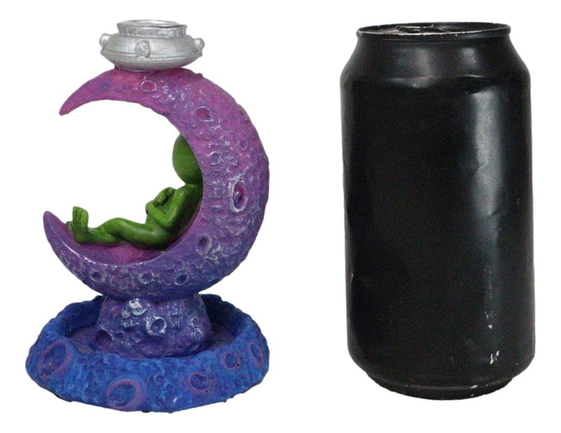UFO Green Roswell Alien Sleeping On Crescent Crater Moon Backflow Incense Burner