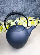 Dark Gray Textured Round Tetsubin Large Cast Iron Teapot With SS Strainer 44oz