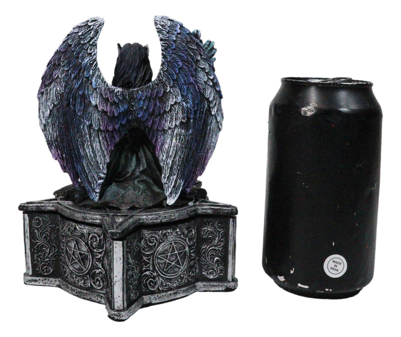 Gothic Fairy Queen With Raven Crow On Pentagram Star Decorative Box Figurine