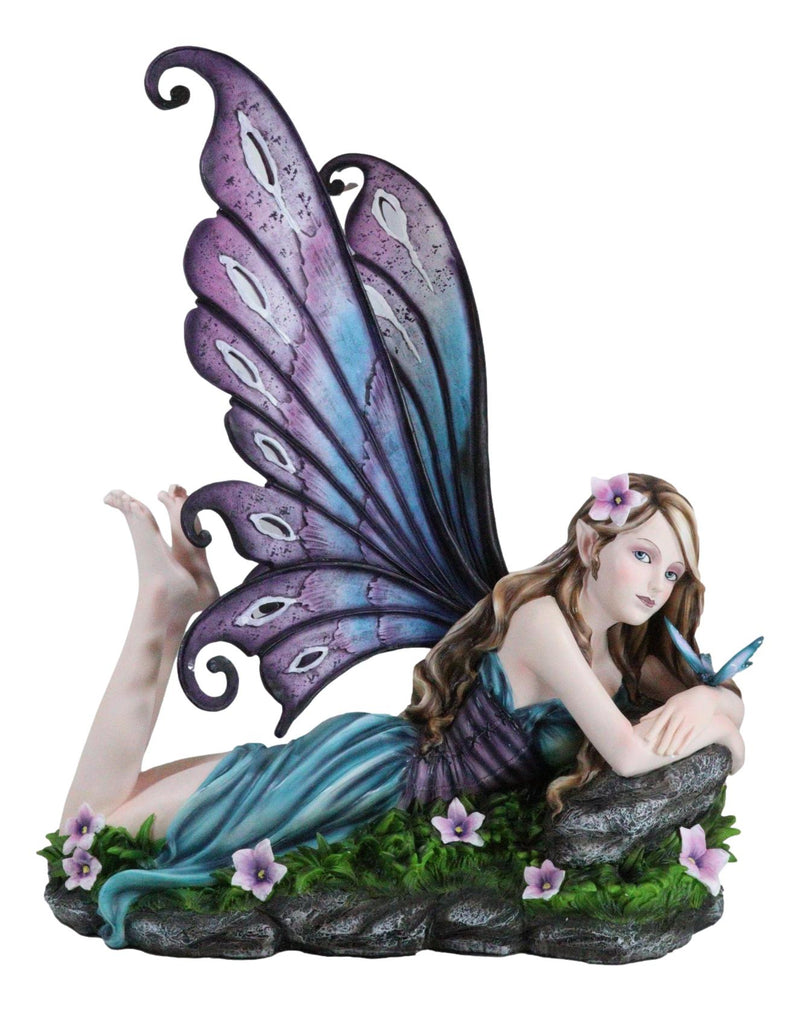 Castle On A Cloud Lavender Fairy Daydreaming With Butterfly Large Statue 23"L