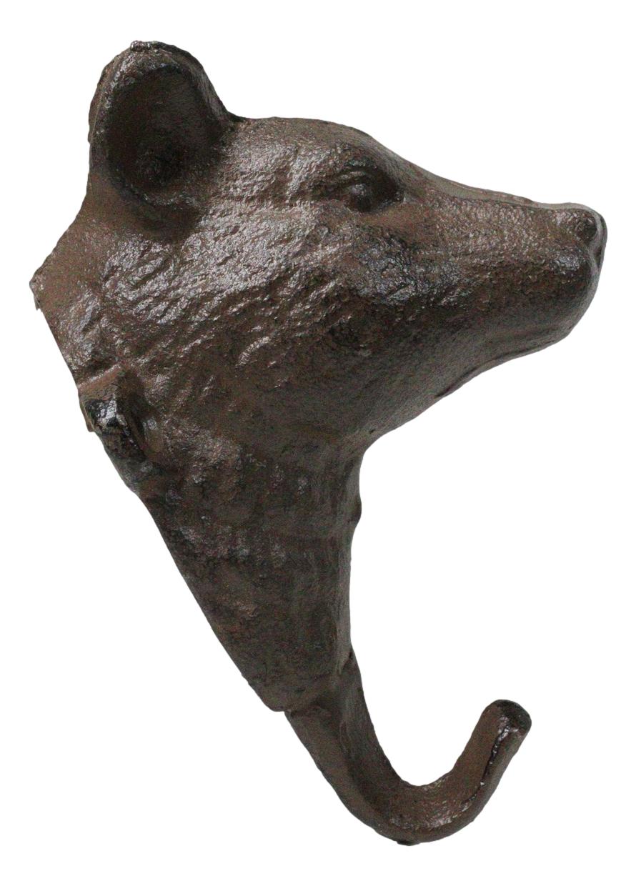 Pack Of 2 Cast Iron Rustic Forest Black Bear Wall Hook Sculptures For Coats Keys