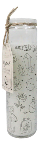 Mystical Magic Symbols White Sage Wicca Tall Tube Scented Candle Home Fragrance