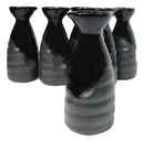 Pack Of 6 Twilight Black And Grey Waterfall Japanese Wine Sake Tokkuri Flask