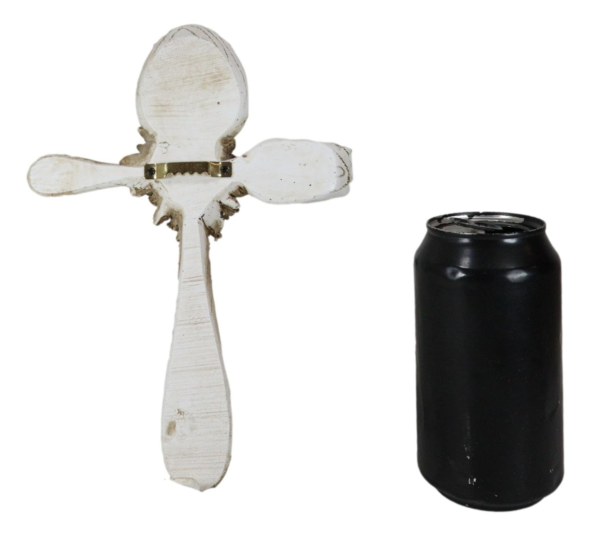 Rustic Vintage Faux Distressed Wood Spoon And Fork Tooled Flowers Wall Cross