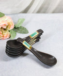 Pack of 6 Midori Kannyu Crackle Green Ceramic Asian Soup Spoons With Hook 5.75"L