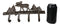 Cast Iron Rustic Western Elk Moose Deer Roaming Pine Woodlands 4-Peg Wall Hooks