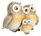 Forest Whimsical Mother Father Owls And Baby Owlet Family Trio Figurine