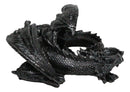 Medieval Fantasy Horned Black Soma Dragon At Repose Collectible Figurine 11"L