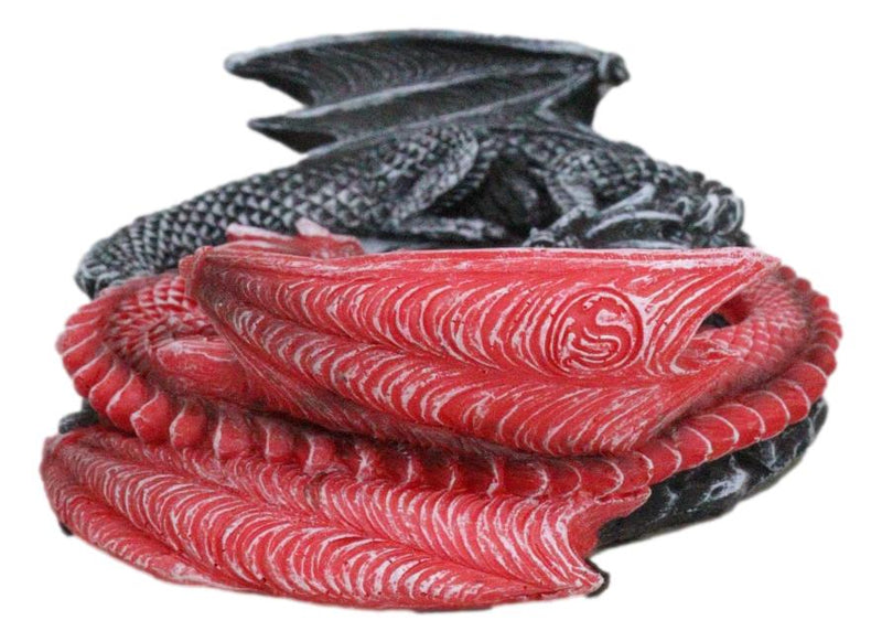 Auspicious Infinity Red And Black Unity Dragons Decorative Incense Burner Holder