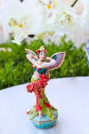 Tropical Floral Peacock Fairy Pewter Austrian Crystals Trinket Jewelry Box