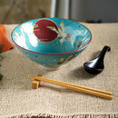 Red Moon Crane Ceramic Ramen Rice Bowl With Soup Spoon Chopsticks And Rest Set