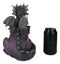 Whimsical Purple Garden Dragon With Butterfly Biting Welcome Plank Sign Figurine