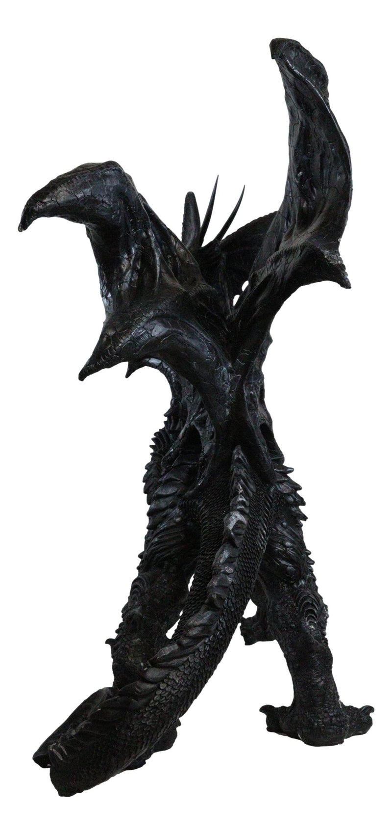 Large 24"L Nightfury Black Shadow Dragon Standing With Perched Up Wings Statue