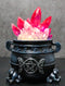 Wicca Triple Moon Pentagram And Zodiac Symbols LED Crystals Cauldron With Toads