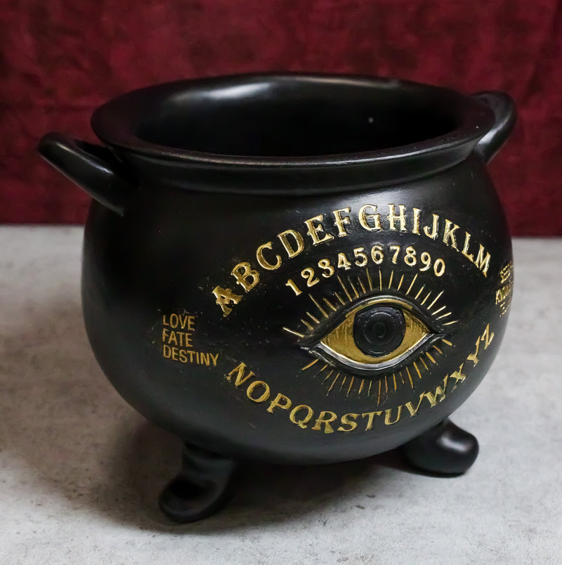 Large Wicca Witchcraft Black Magic Spirit Board Evil Eye Cauldron Pot 8.25"L