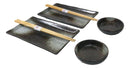 Hakumu Grey Porcelain Sushi Plates Sauce Dishes Chopsticks Dinnerware Set For 2