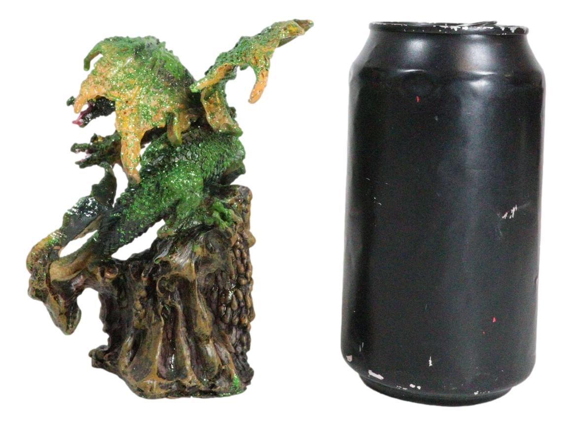 Fantasy Three Headed Green Dragon Hydra Perching On Ancient Tree Figurine 5"H