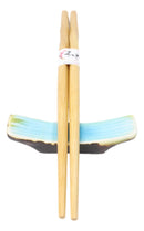Pack Of 6 Blue Sky Aozora Kannyu Collection Porcelain Chopsticks Hashioki Rests