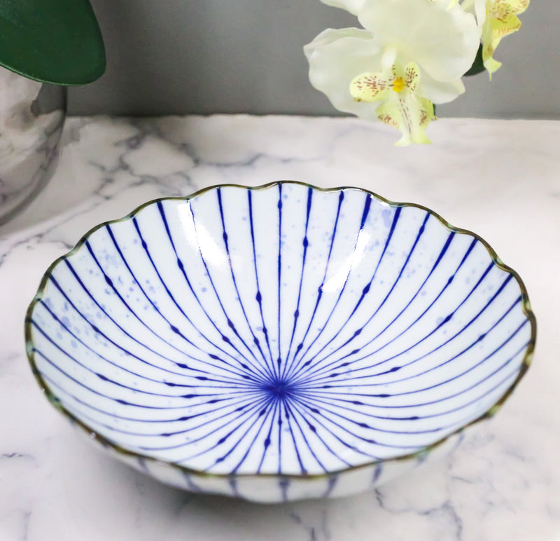 Pack Of 6 Fubuki Tokusa Made In Japan Round Flair Deep Plates Shallow Bowls 15oz