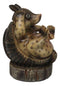 Western Rustic Texas Comical Baby Armadillo On Tree Money Coin Bank Figurine