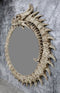 16"H Gothic Spiked Skeleton Skeletal Bone Dragon Round Wall Mirror Plaque Decor