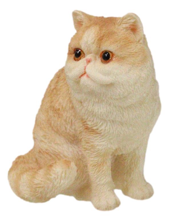 Realistic Feline Orange Tabby Kitty Cat Kitten Sitting Mini Figurine Glass Eyes