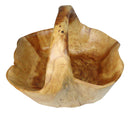 Rustic Hand Carved Crafted Burl Wood Tree Root Bowl Basket With Handle 12" Wide