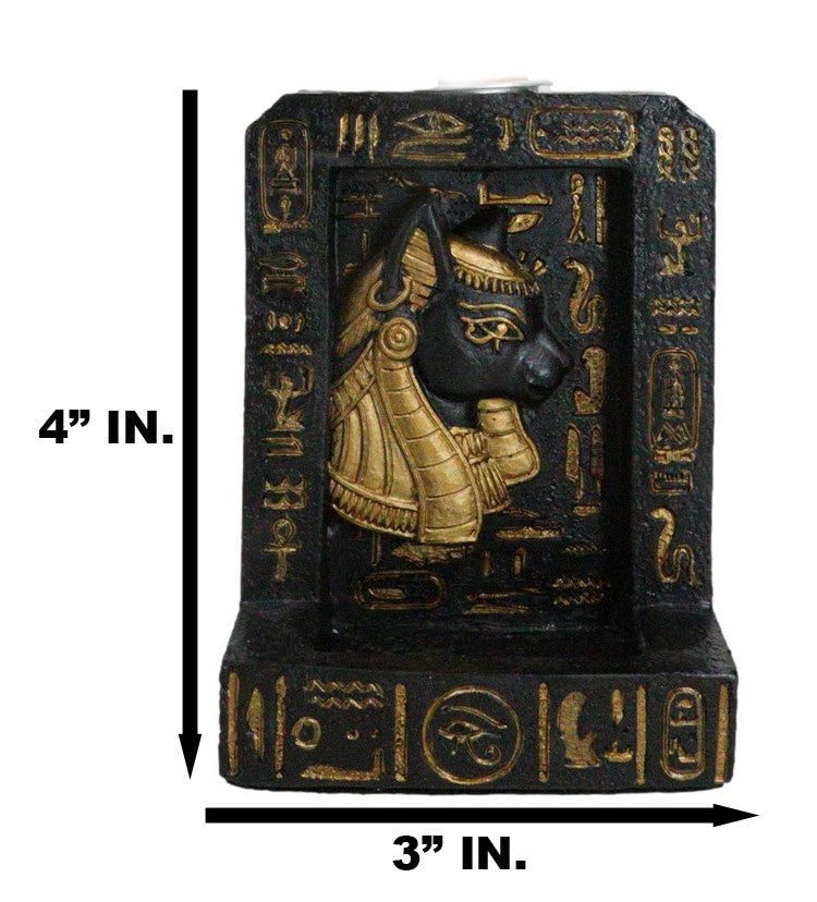 Egyptian Goddess Of Protection Bastet Hieroglyphs Backflow Incense Burner Decor