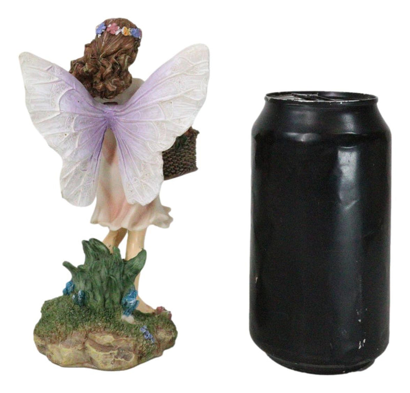 Enchanted Garden Butterfly Fairy With Floral Laurel And Apple Basket Figurine