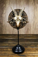 Pentagram Sabbatic Goat Baphomet Masque Ornament On Pole Stand Or Wall Sculpture