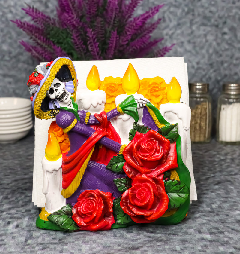 Sugar Skull Day Of The Dead Gothic Rose Lady Catrina Napkin Holder Figurine