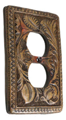 Set of 2 Rustic Western Tooled Floral Lace Double Receptacle Outlet Wall Plates