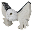Arctic Magic White Snow Owl Flapping Its Pentagram Spellbook Wings Figurine