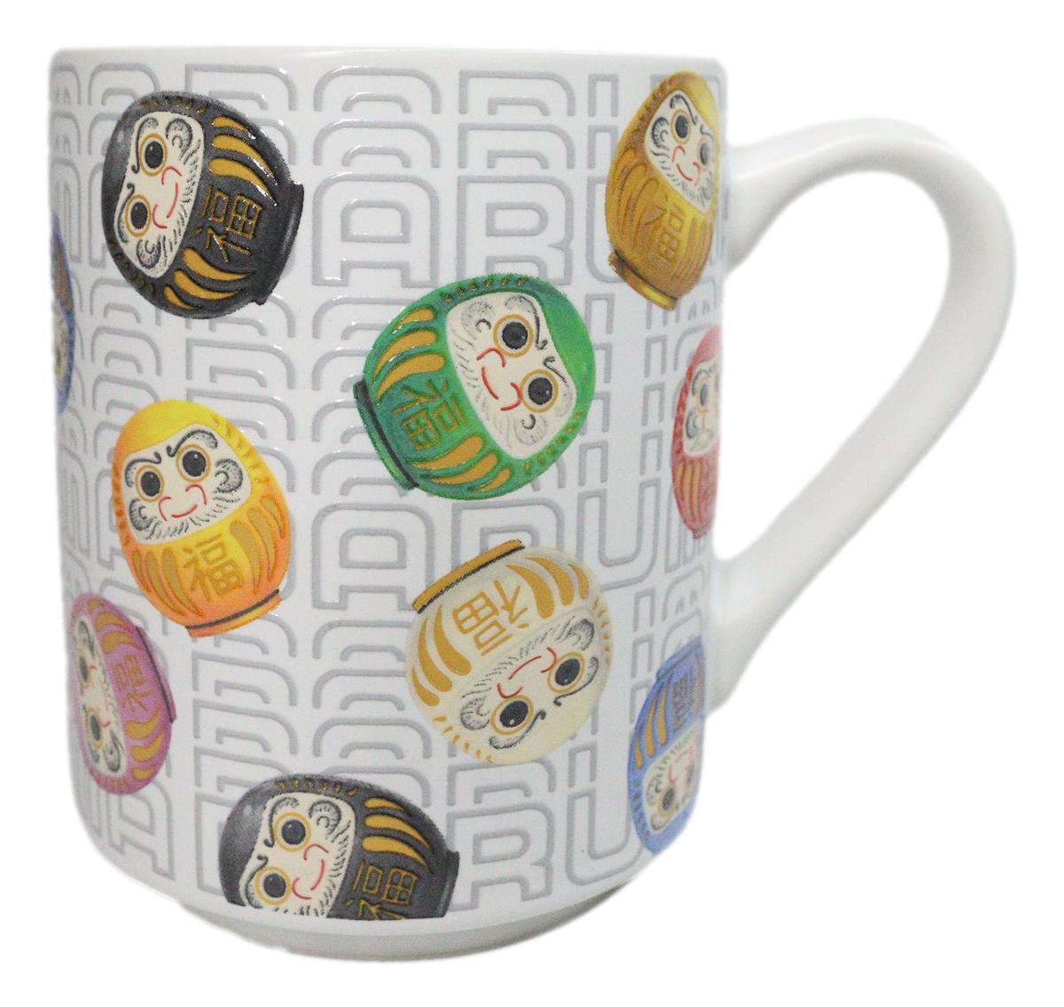 Japanese Icons Daruma Talisman Of Luck And Perseverance Textured Mug Cup 11oz