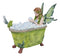 Whimsical Green Fairy Bathing in Tub With Pixie Frog Figurine By Amy Brown