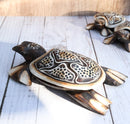 Balinese Wood Handicrafts Polkadot Shell Turtle Family Ashtray Box Figurine Set