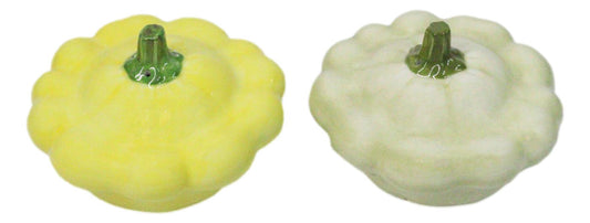 Ceramic Autumn Festive Yellow And Green Squash Salt And Pepper Shakers Set - Ebros Gift