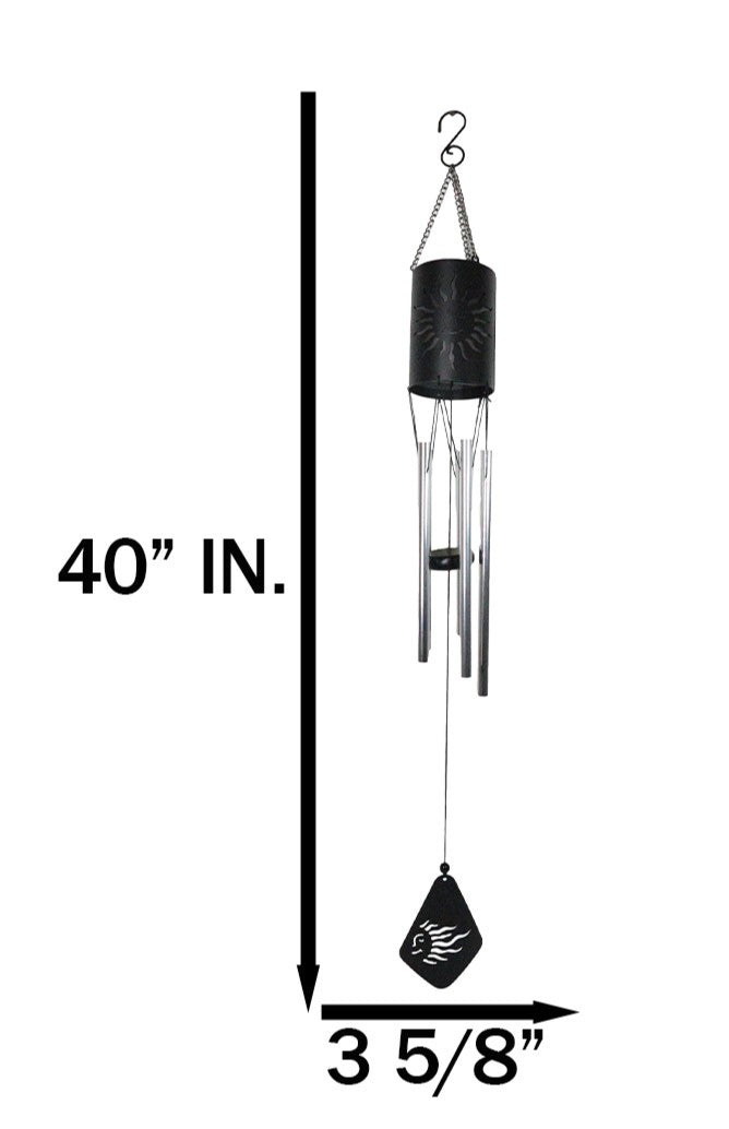 Belenos Sun God Cylindrical Steel Metal Filigree Hanging Solar Wind Chime