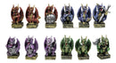 Set of 12 Colorful Viking Dragons in Multiple Poses and Armory Mini Figurines