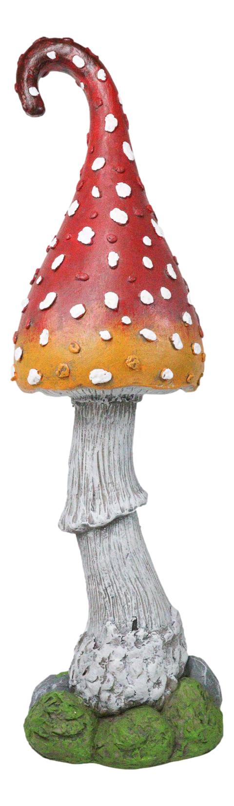Large Fairy Garden Red White Spotted Crooked Toadstool Mushroom Figurine 23"H
