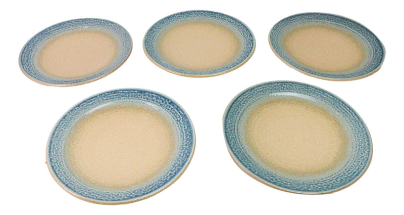 Pack Of 5 Blue River Ao Nagashi Collection Large Round Dinner Plates 10" D